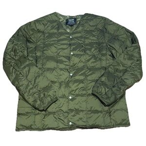 Taion Womens Crew Neck Down Jacket Dark Olive Quilter Full Zip Lightweight Soft